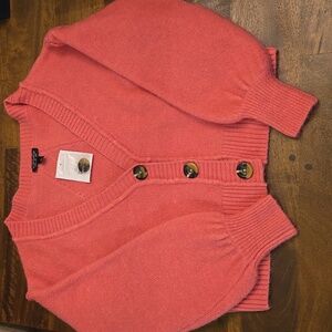 Topshop Pink Chunky Knit Cropped Cardigan Sweater Size 2exposed